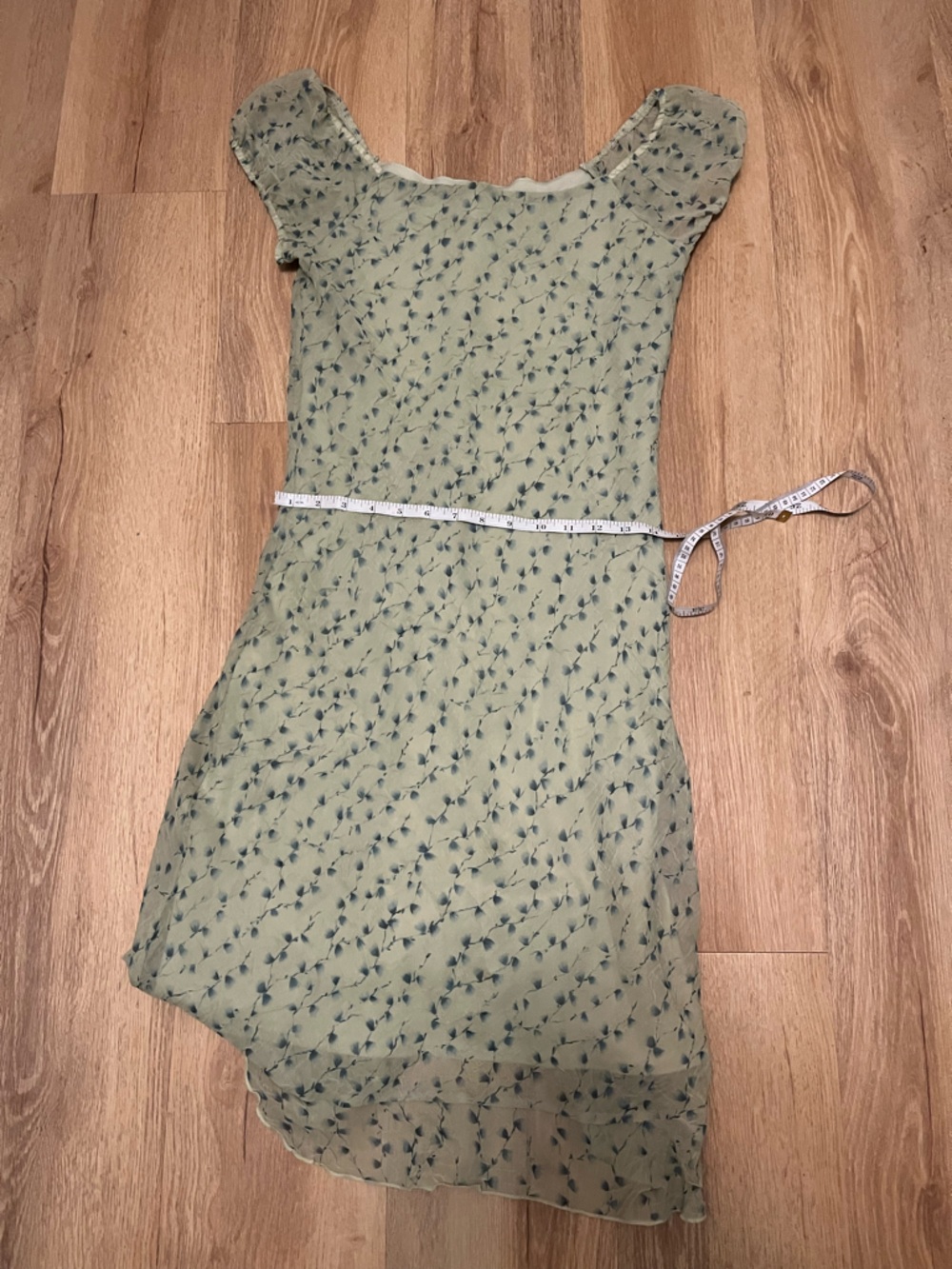 Light Sage Floral Mini Dress with Puff Sleeves